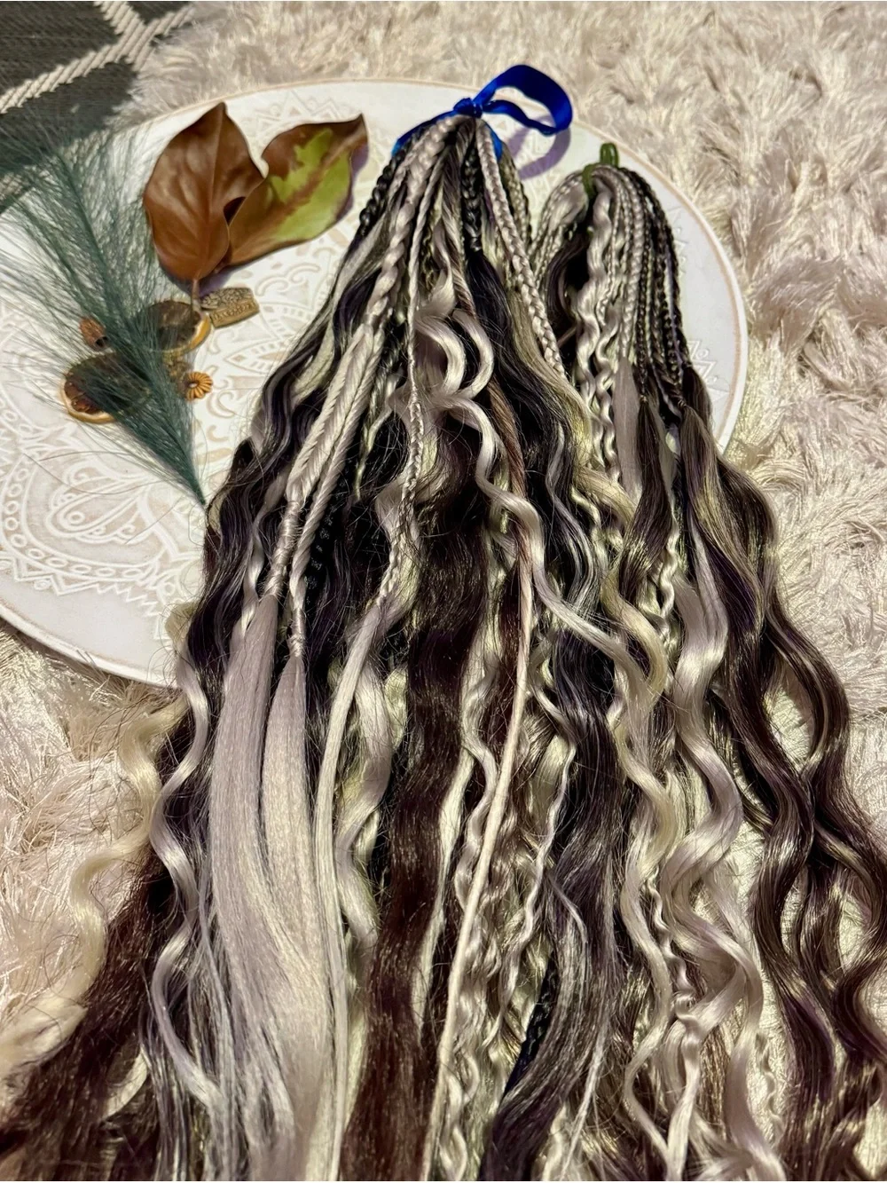 Synthetic Braided Hair Extensions in Black & Gray Mix New Hair